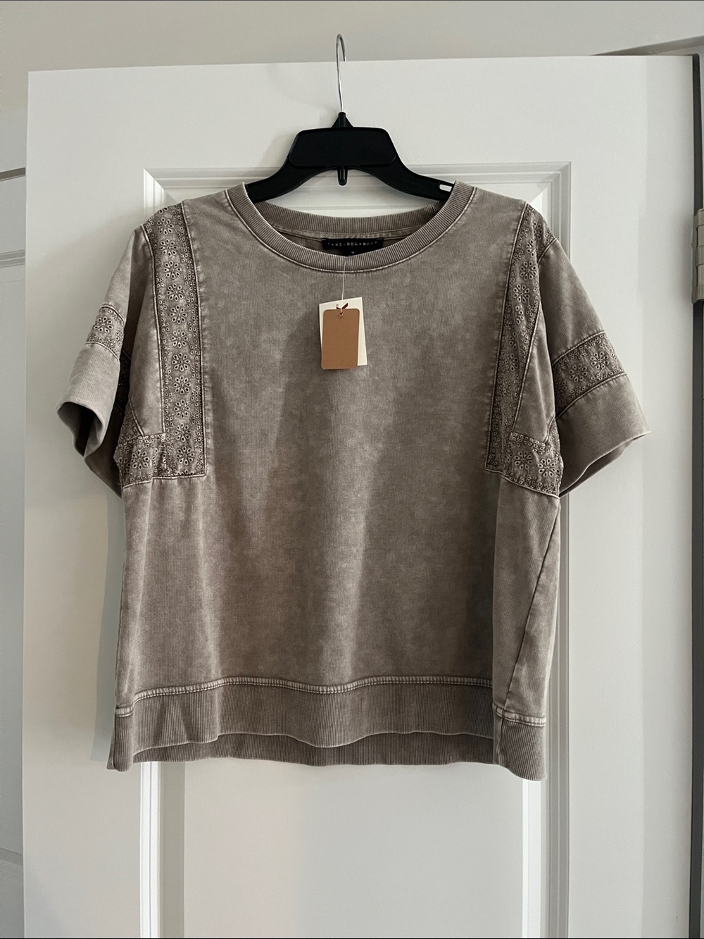 Washed Taupe Short Sleeve Women’s Top